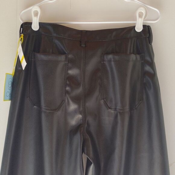 Cece wide leg crop black pull on faux leather pants size M - Picture 9 of 10